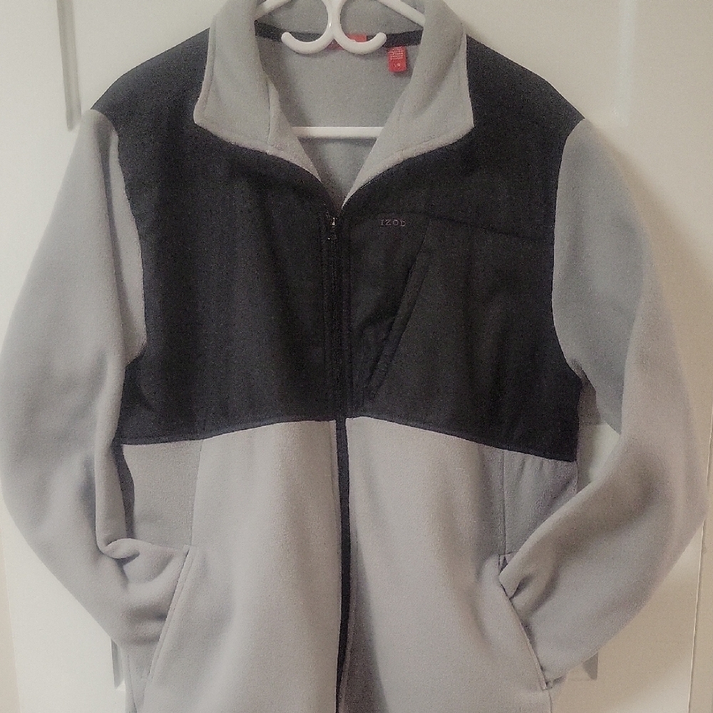 Izod Two-Tone Black & Light Gray Fleece Jacket